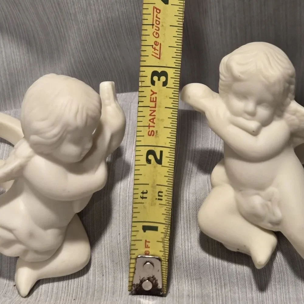 3" Partylite Cherub Candle Taper Huggers White Bisque Set of 2 - Picture 11 of 13